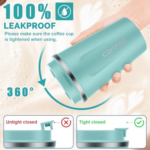 CS COSDDI 12 oz Coffee mug - Stainless Steel Coffee Cup with Leakproof Lid