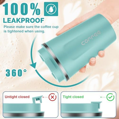 CS COSDDI 12 oz Coffee mug - Stainless Steel Coffee Cup with Leakproof Lid
