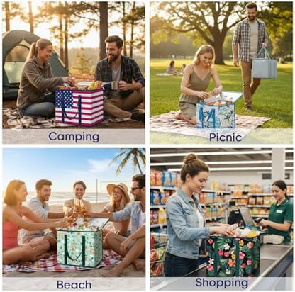 BALEINE Insulated Reusable Grocery Bags with Zippered Top, Large Cooler Bag