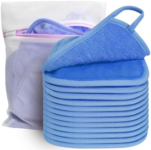 KODAMO Makeup Remover Cloth, Reusable Makeup Remover Pads Washable with Mesh Bag, Microfiber Makeup Removal Face Wash Cloths with Just Water, Gentle Soft, 12 Pack