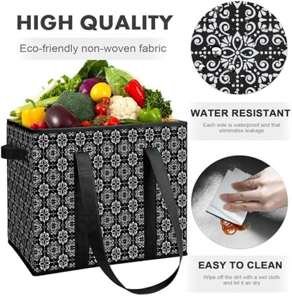 Reusable Grocery Bags 3 Pack, Foldable & Water Resistant Shopping Bags