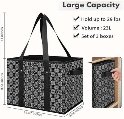Reusable Grocery Bags 3 Pack, Foldable & Water Resistant Shopping Bags