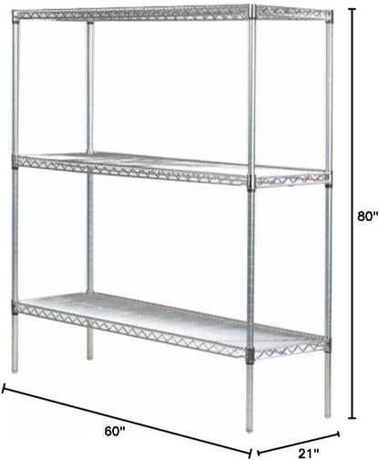 Omega 21" Deep x 60" Wide x 80" High 3 Tier Chrome Starter Shelving Unit