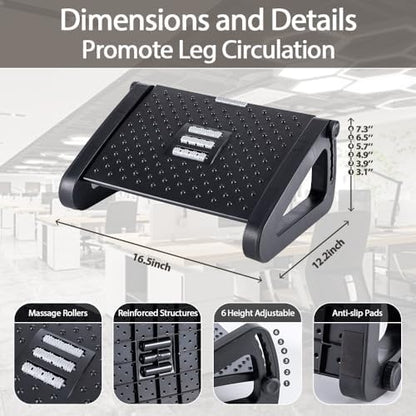 CasaZenith Foot Rest, Six Heights Adjustable Foot Rest Under Desk at Work