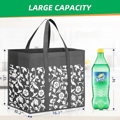 Reusable Grocery Bags Foldable Tote Bags Bulk Shopping Bags 4-Pack, Grey