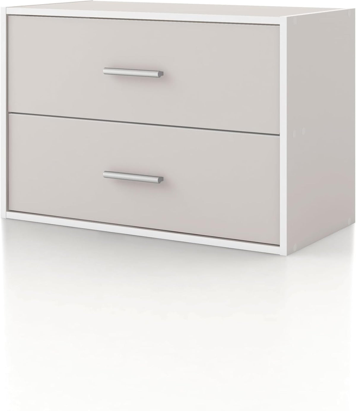 Homes: Inside + Out Apexa 2-Drawer Wooden Stackable Storage Drawers, Small Food Pantry Cabinet, Cajonera De Madera, Underbed Drawer Dorm Teen Room Decor & Bedroom, Home Office, Kitchen, Taupe Grey