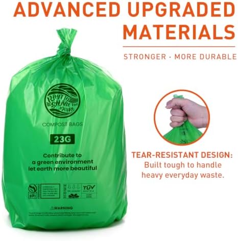 Compostable Trash Bags 23 gallon Large Garbage Bags,20 Count, Fits13-25 gallon trash can, Extra Strong and Durable,Compostable Lawn & Leaf Yard Waste bags,ASTM D6400,Bpi &OK compost HOME certified