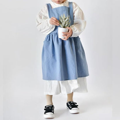 ODIZLI Frill Apron for Women Cotton Cross Back Vintage Ruffle Apron for Garden Cooking Aprons