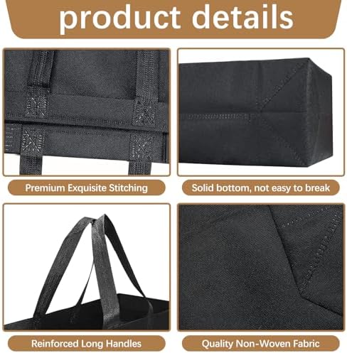 Reusable Grocery Bags 12.6 * 6.3 * 11.8 in - Non Woven Totes Bag with Reinforced Handles, Shopping Bags Bulk