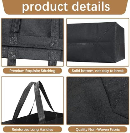 Reusable Grocery Bags 12.6 * 6.3 * 11.8 in - Non Woven Totes Bag with Reinforced Handles, Shopping Bags Bulk