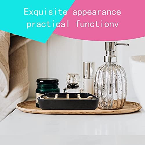 Aoheuo Modern Bamboo Fiber soap Holder and soap Dish Combination (Removable),5.12 Long by 3 Wide, 0.98 inches high, Used in Kitchens, bathrooms, and bar Sinks (Black,Gray)