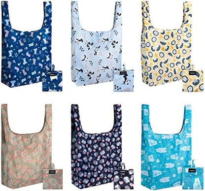 Reusable Grocery Bags 6 Pack Foldable, Washable Large Tote for Shopping
