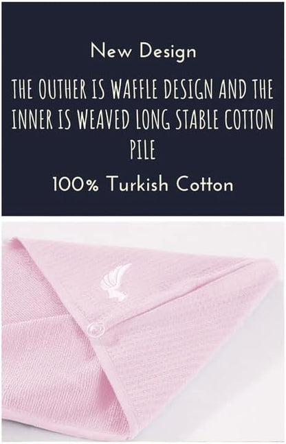 SELARUS 100% Turkish Cotton Hair Towel Wrap for Women,Non Microfiber,400-GSM(Grams per Square Metre),AntiFrizz,Hair Plop Waffle Towels for Curly,Long&Thick Hairs,Turban Head Wrap,1Pack10x26inc