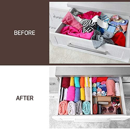 6-Pack Drawer Dividers 2.6-Inch High Dresser Organizer 16 to 22 Inch, White