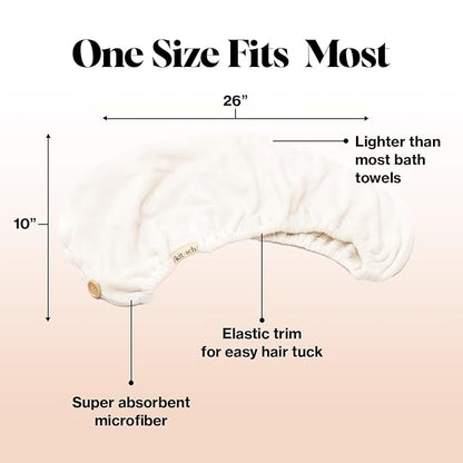 Kitsch Microfiber Hair Towel Wrap for Women - Microfiber Towel, Super Absorbent, Quick Dry, Anti-Frizz - for Long and Short Hairs, Turbans for Women, Hair Wrap - White Ivory