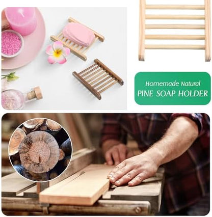 Rtteri 120 Pieces Bamboo Wood Soap Dish Tray Bathroom Wooden Soap Holder Handmade Bathtub Shower Dish Accessories for Home Bathroom Kitchen Sponge Scrubber