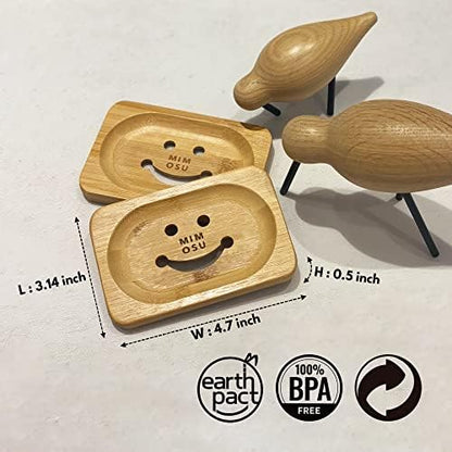 mimosu Bamboo Soap Dish with Drain – Wooden Holder for Shampoo & Soap Bars, Eco-Friendly Bathroom Tray, Zero Waste, Non-Slip Bamboo Soap Saver for Shower & Sink
