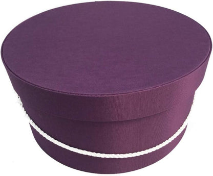 Sarah's Hat Boxes Classic Amethyst Hat Box – 14.75" x 7.5" (Dia. x Ht.) Handmade in USA – Odorless Non-Toxic Adhesive, Cording Handle – Premium Storage for Hats & Accessories