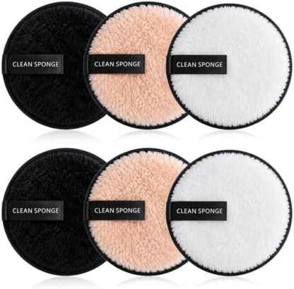 6 Pcs Double-Sided Facial Cleansing Pads Reusable Makeup Remover Pads