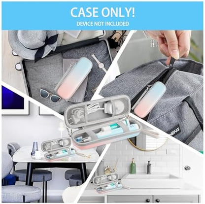 Toothbrush Travel Case for Oral B/Oral-B Pro 1000 1500 5000 7000 7500 9600/ Philips Sonicare 4100 5100 6100 5300 Electric Toothbrush, Portable Hard Protective Storage Bag (Gradient Case and 2 Caps)