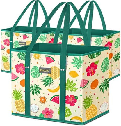 BALEINE 3PK Reusable Grocery Bags, Heavy Duty Shopping Tote Bag