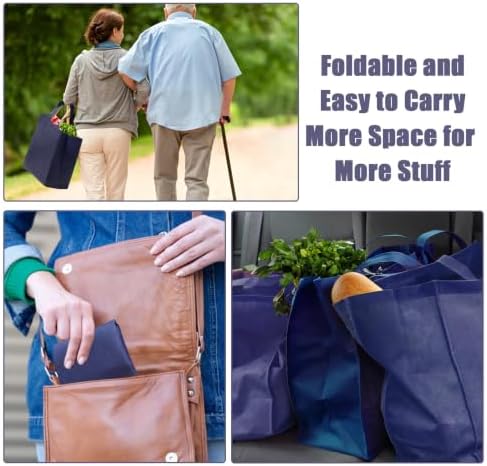 50pcs Reusable Grocery Bags with Handles Non Woven Shopping Tote Bags Bulk