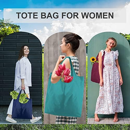 BeeGreen Foldable Travel Bag Reusable Gifts Bags - Reusable Grocery Bags Large Holiday Gifts Cloth Tote With Handles - Bulk Reusable Shopping Bags for Women (Beach Storage Washable Collapsible)