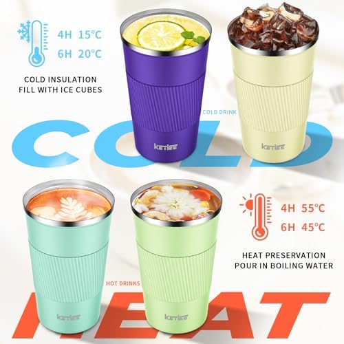 KETIEE 12oz Coffee Mug: Vacuum Insulated Coffee Cup with Leakproof Lid, Travel Coffee Mug Stainless Steel Double Walled Reusable Coffee Cup for Hot and Cold Water Tea (Purple)
