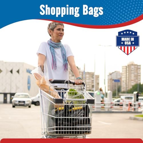 Fuxury 96000 (96K) Count Plain Black Plastic Grocery Shopping T-shirt Bags