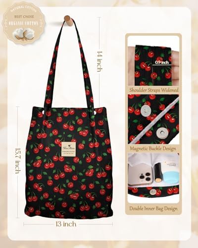 Miss Adola 2 Pack Corduroy Tote Bag with Pouch for Women