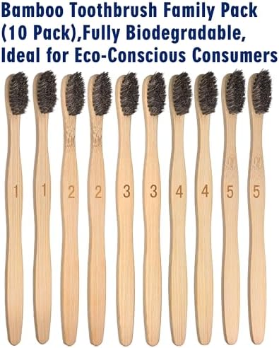 Natural Horse Bristle Bamboo Toothbrush 10 Pack Adult