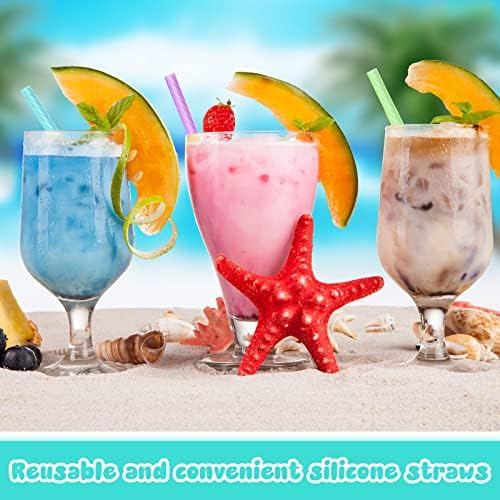 Meanplan 4 Sets Reusable Straws Travel Case Brush Silicone,Classic Color