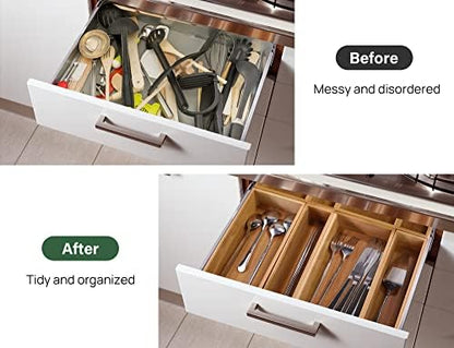 Kootek 8Pcs Bamboo Drawer Organizer 4-Size Kitchen Storage Box for Flatware