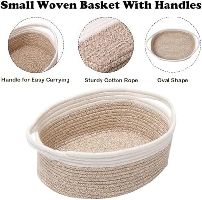 Woven Rope Basket - Baby Gift Basket with Bag & Ribbon, Mixed Brown