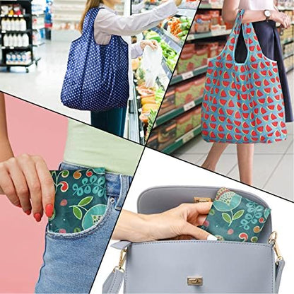 Reusable Grocery Bags, 6 Pack 50Lbs Foldable Fashion Washable Shopping Bags, Large Boho Tote Bags For Groceries, Bulk Market Cloth Storage Bags, Utility Aesthetic Personalized Gifts For Women