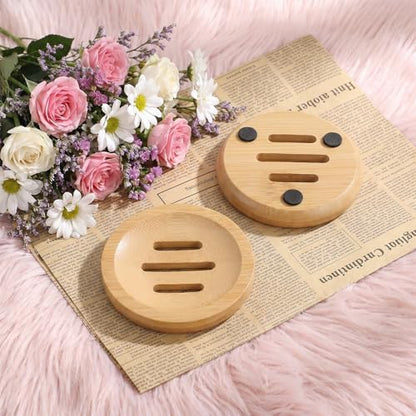 Ymapinc 2PCS Bamboo Soap Holder for Bathroom