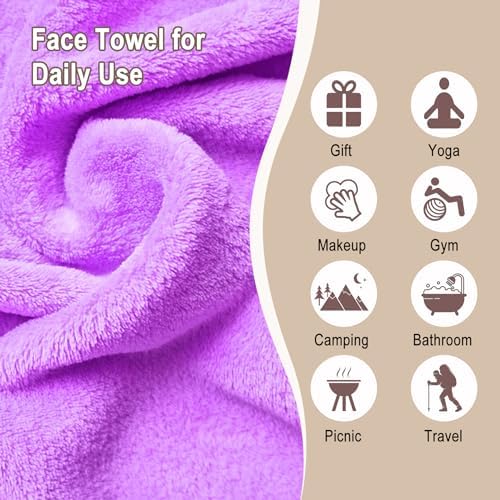 KODAMO Makeup Remover Cloth, Reusable Makeup Remover Pads Washable Travel Bag, Microfiber Makeup Removal Face Wash Cloths with Just Water, 12 Pack/Violet