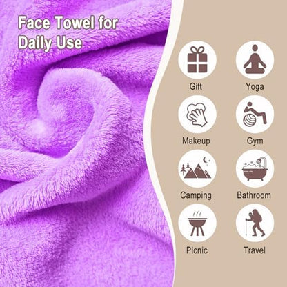 KODAMO Makeup Remover Cloth, Reusable Makeup Remover Pads Washable Travel Bag, Microfiber Makeup Removal Face Wash Cloths with Just Water, 12 Pack/Violet