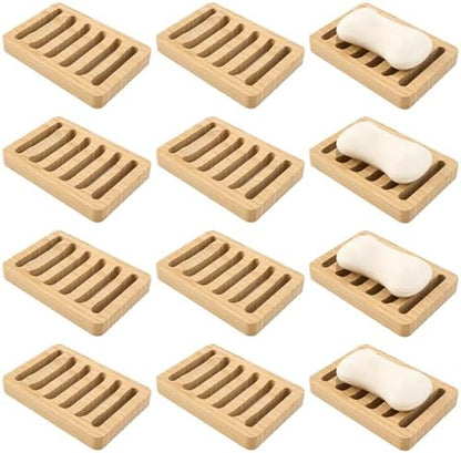 Bamboo Soap Dish, Bar Soap Holder Self Draining Soap Dish Natural Bamboo Soap Holder Waterproof Anti-Slip Wooden Soap Dishes for Bar Soap Saver Tray for Shower Bathroom Kitchen Sink Bathtub