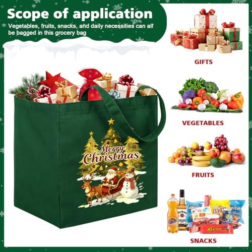 Christmas Canvas Tote Bags with Handles, Large Merry Christmas Shopping Bag