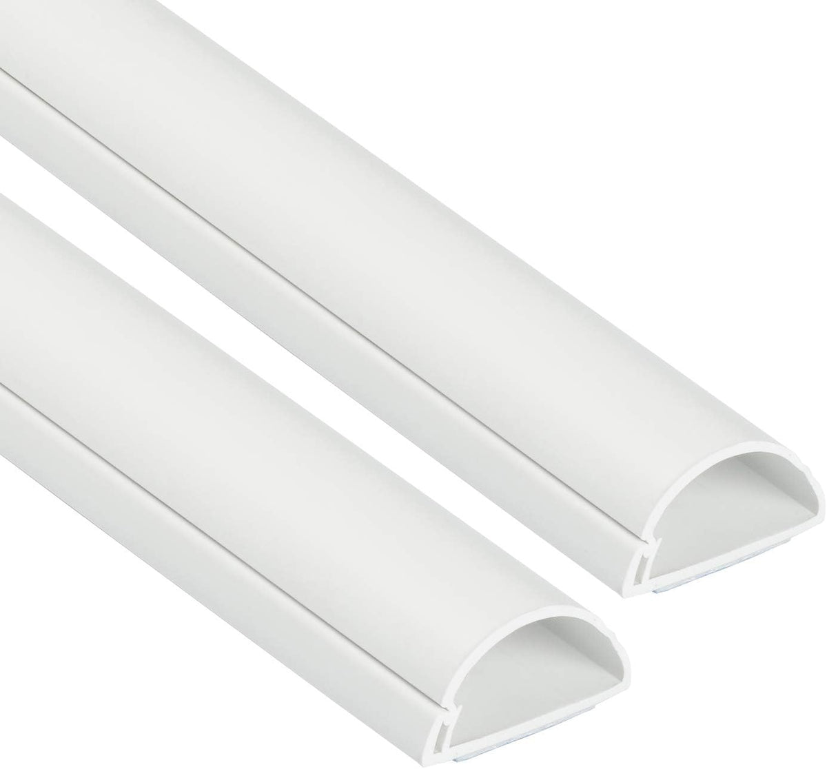 D-Line Half Round Cord Hider, Patented Cable Cover, Hide TV Wall Mount Wires, Raceway for Cords, Decorative Wire Covers, Paintable, Adhesive Cable Concealer - 2X 1.18in W x 0.59in H x 39in L - White