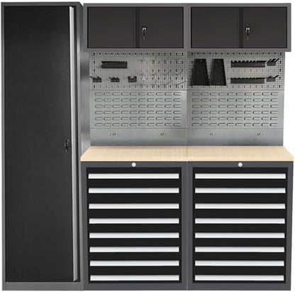 Steel Garage Cabinet Set, Heavy Duty, Tool Cabinets with Drawers for Workshop Auto Repair Shop, No Wall Mounting Required