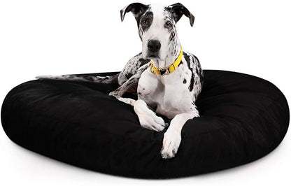 K9 Ballistics Tough Round Nesting Pillow Dog Bed - Removable Cover, Washable, Durable & Water Resistant Indoor/Outdoor Bed - XL, Obsidian Black