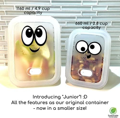 Premium Silicone Collapsible Food Storage Containers with Silicone Leakproof Lids, BPA Free, LFGB Food-Grade Certified, Compact, Reusable Lunch Snack Box, Microwave Safe, 2.8 Cups 3 Pk