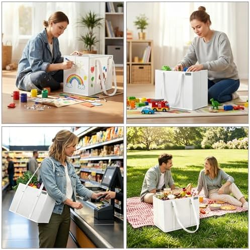 BALEINE 3PK Reusable Grocery Bags, Heavy Duty Shopping Tote Bag