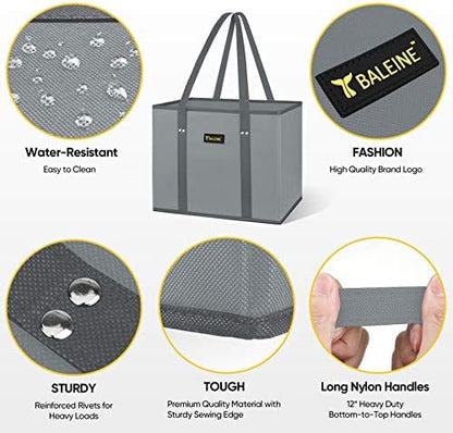 BALEINE 3PK Reusable Grocery Bags, Heavy Duty Shopping Tote Bag