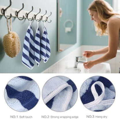 Microfiber Facial Cloths Fast Drying Washcloth 12x12inch Stripes 6 pack