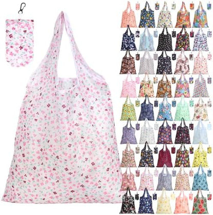 Paterr 46 Pcs Foldable Reusable Grocery Bags Bulk Machine Washable Waterproof Shopping Bags Packable Grocery Tote Pouches