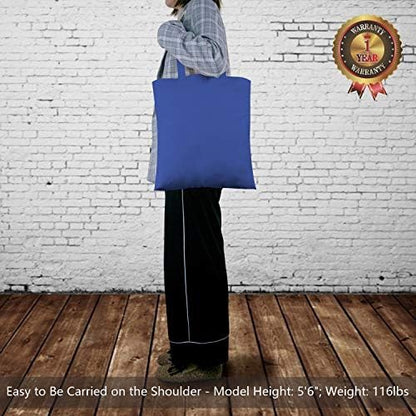 TOPDesign 24-Pack Economical 16"x15" Blue Cotton Tote Bag, Lightweight Medium Reusable Grocery Shopping Cloth Bags, Suitable for DIY, Advertising, Promotion, Gift, Activity