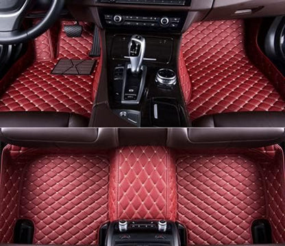 Custom Making Car Floor Mats for 95% Sedan SUV Sports Car Full Coverage Cute Men Women Pads Protection Non-Slip Leather Floor Liners (Red Wine)